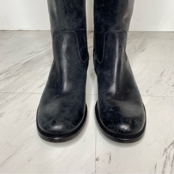 Frye Melissa Button Inside Zipper Black Leather Riding Tall Boots 6 1/2 B - Picture 13 of 16